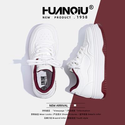 Global Burgundy Board Shoes Women's ZHQ68056 New Platform Student Height-increasing Board Shoes Women's Popular Casual Sports Shoes