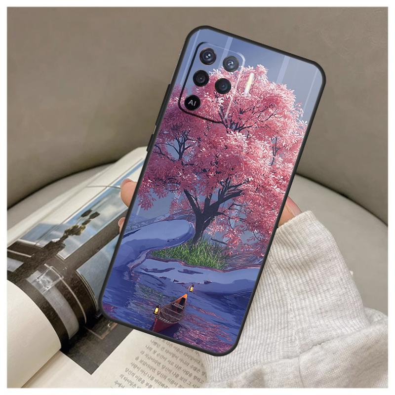 Cherry Blossom For OPPO A77 A57 A17 A54 A74 A94 A15 A16 A52 A72 A91 A93 A57s A76 A96 A5 A9 A31 A53 Case