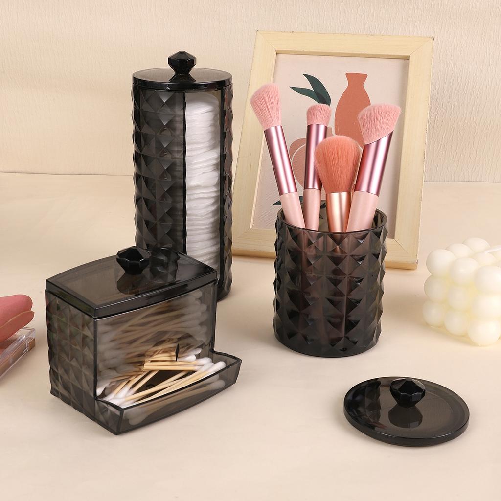 3 Stojaki na waciki, Dozownik łazienkowy, Pudełko do przechowywania wacików, Waciki, Przezroczysty słoik do przechowywania z pokrywką, Organizacja domu