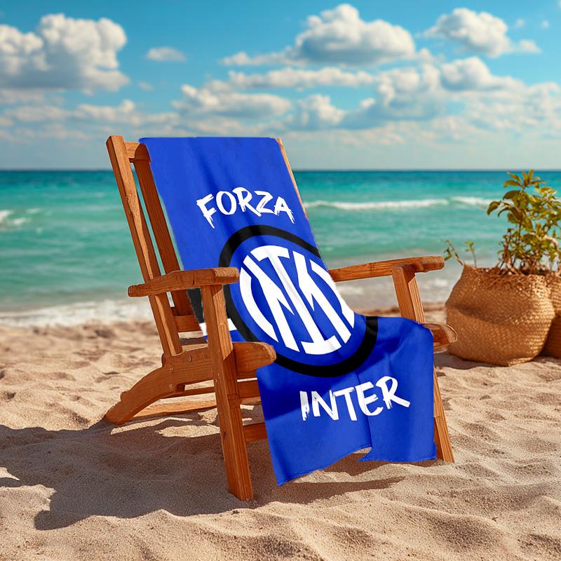 1pc Internazionale Milano Beach Towel, Comfortable and Thick, and Swimming/Bath/Picnic/Camping Towel, Suitable for Seaside Beaches
