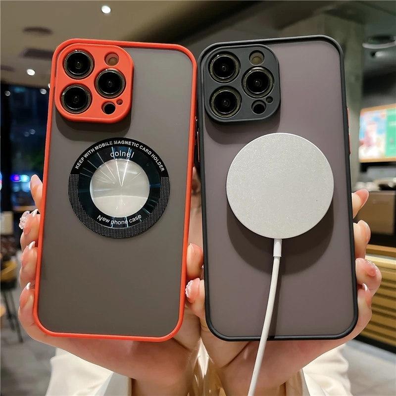 Luxury Matte For Magsafe Magnetic Wireless Charging Case for IPhone 14 13 11 12 Pro Max Plus Shockproof Transparent Cover