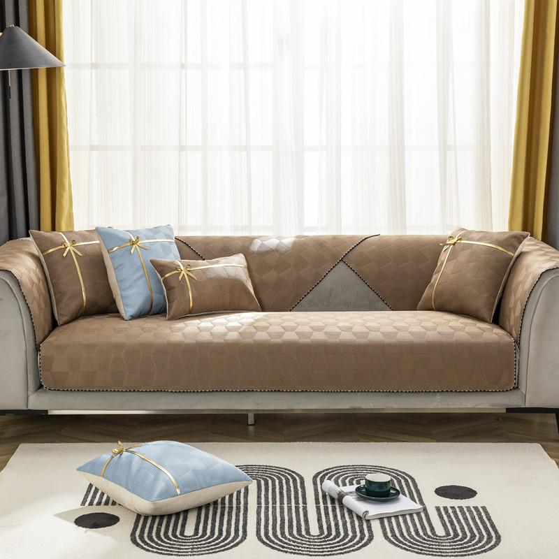 Summer Ice Silk Non-Slip Sofa Cushion Cover Living Room Four Seasons Universal Sofa Backrest Armrest Cushion Cover Sofa Seat