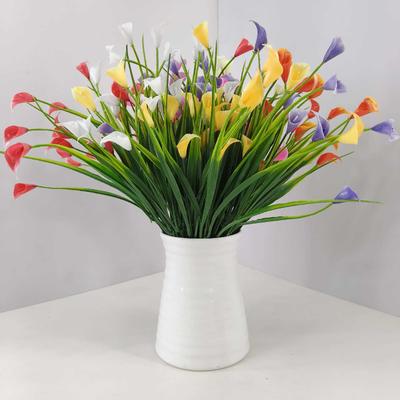 1Pcs Artificial Flowers Calla Lily Small Rose Buds Bunch Wedding Home Grave Outdoor Bouquet Decorative Flowers