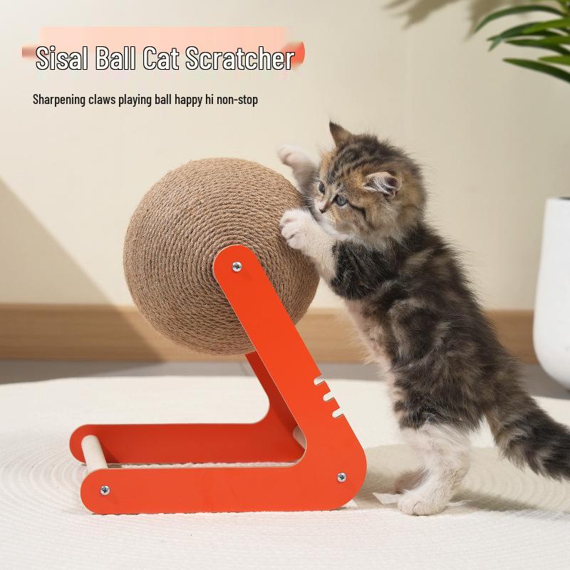 

Деревянный кошачий домик с когтеточкой из сизалевой веревки и игрушкой-шариком Small Black Cat Scratch Ball