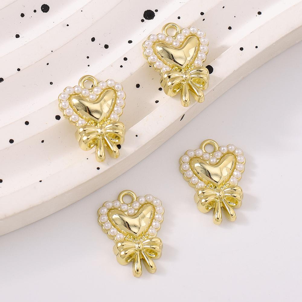 5pcs Cute Love Heart Bowknot Pendant Charms for Jewelry Making Necklace Earrings Bracelet DIY Handmade Accessories