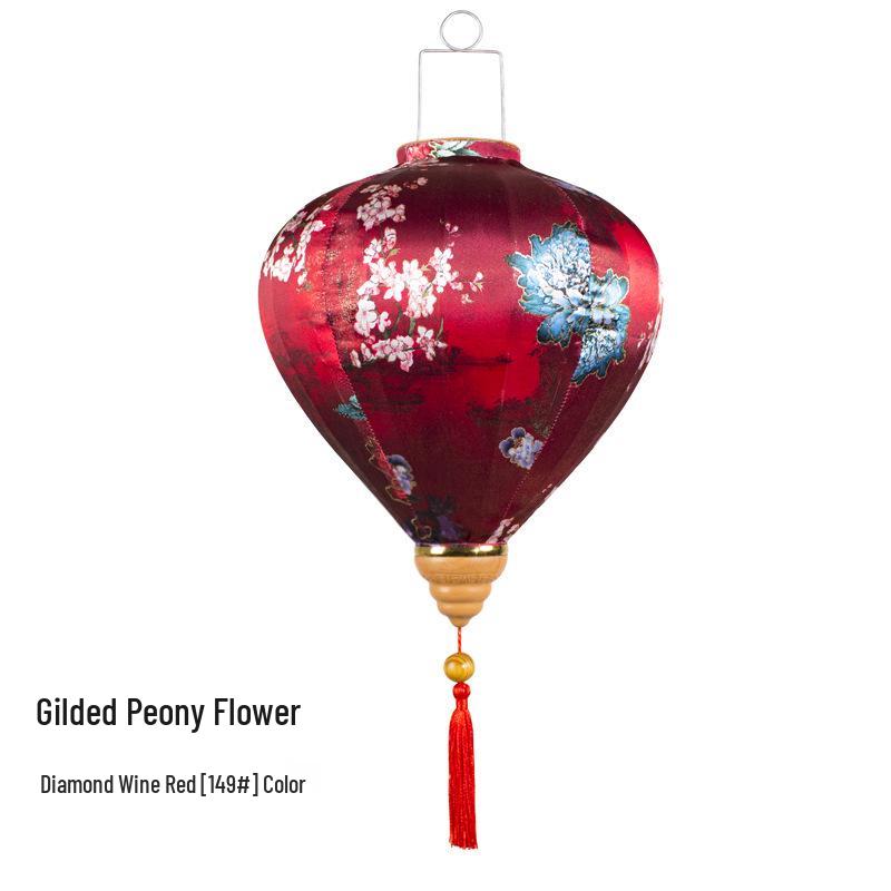 Gold-Edged Peony Palace Lantern - Chinese Style for New Year, Spring Festival, Weddings, Outdoor, or Housewarming Decor