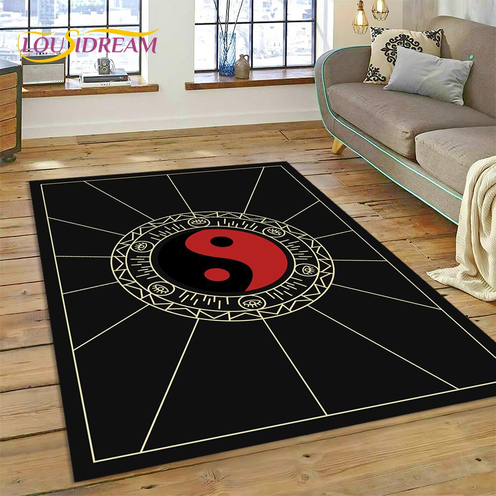 HD Natur Yin Yang 3D Chinesisches Tai Chi Bagua Teppich Teppich für Wohnzimmer Schlafzimmer Dekor, Rutschfeste Dekoration für Sofa Fußmatte Geschenk