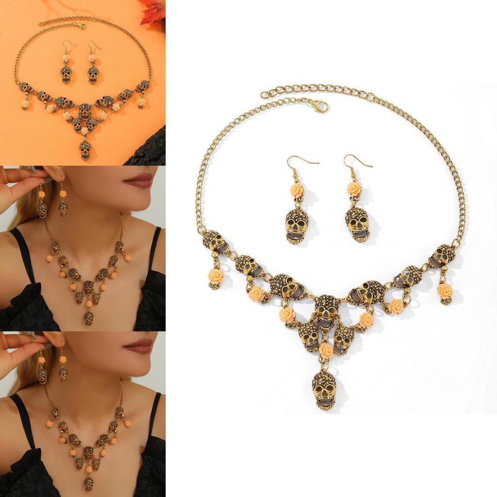 Pumpkin Skeleton Jewelry Collection With Gold Plated Alloy For Halloween Party Accessories