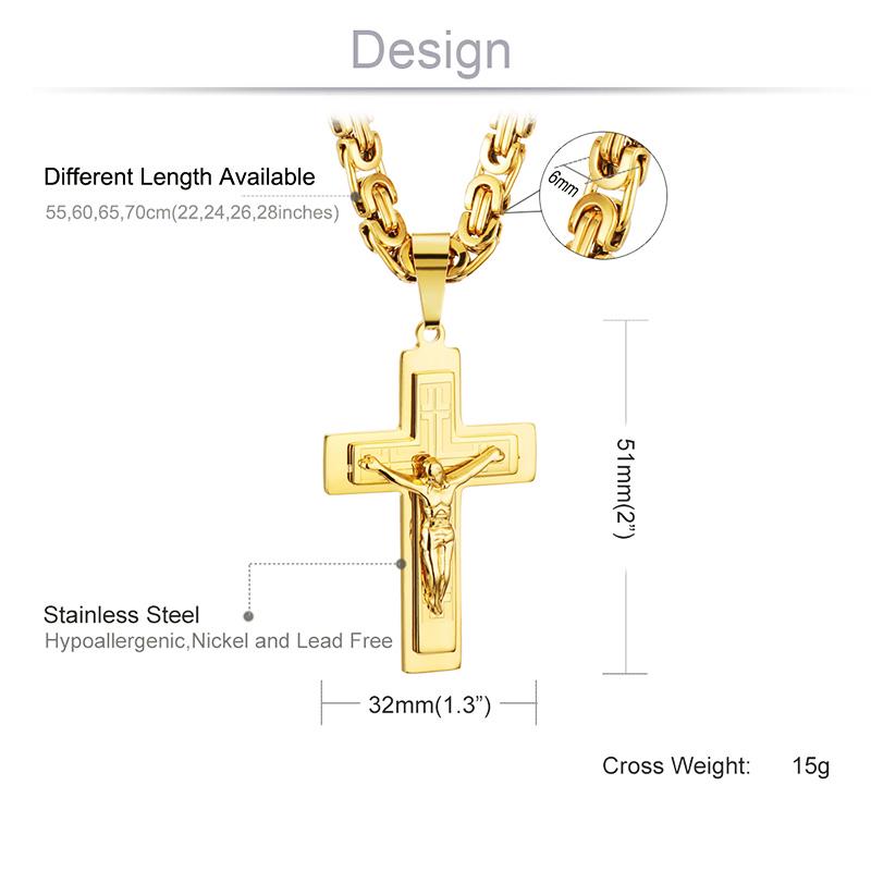 Diyalo Pesante Crocifisso Croce Collana con ciondolo Uomo Acciaio inossidabile Collane maschili Catena bizantina Uomo Collane Gioielli Regali