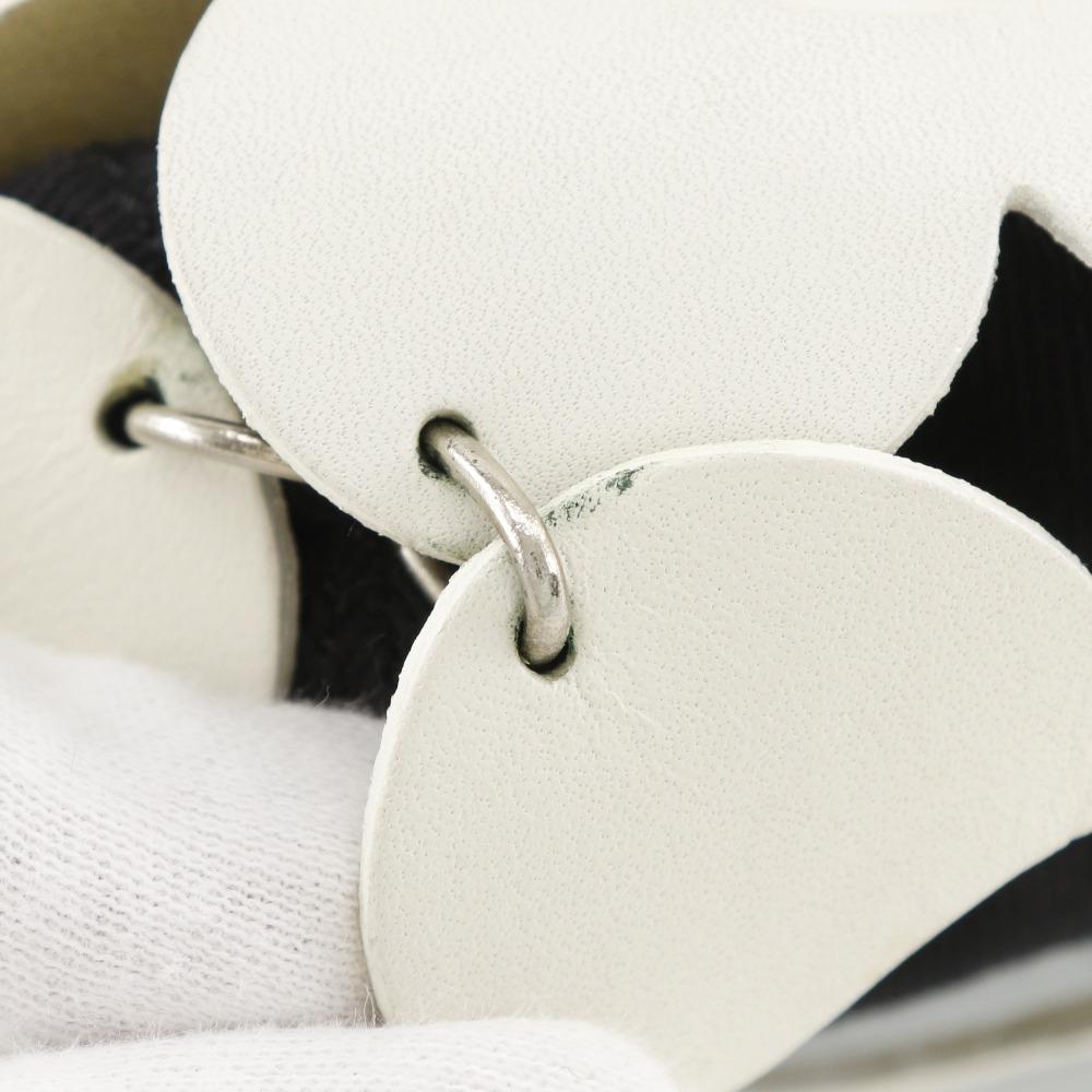 CELINE flour Shoulder Bag Off White/Black leather/canvas flour Women Used