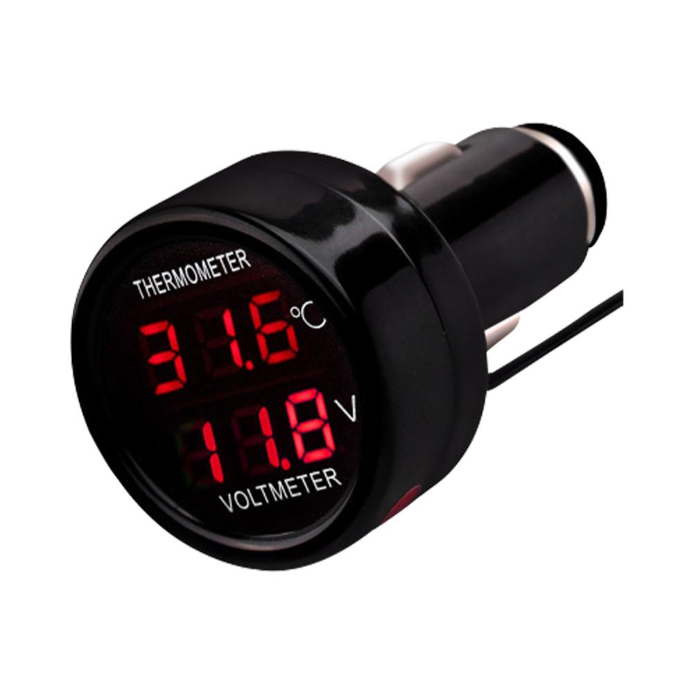 12V 24V Digital Voltmeter Thermometer Cigarette Lighter Style Battery Monitor For Measuring Voltage And Temperature Car Acc B8J4