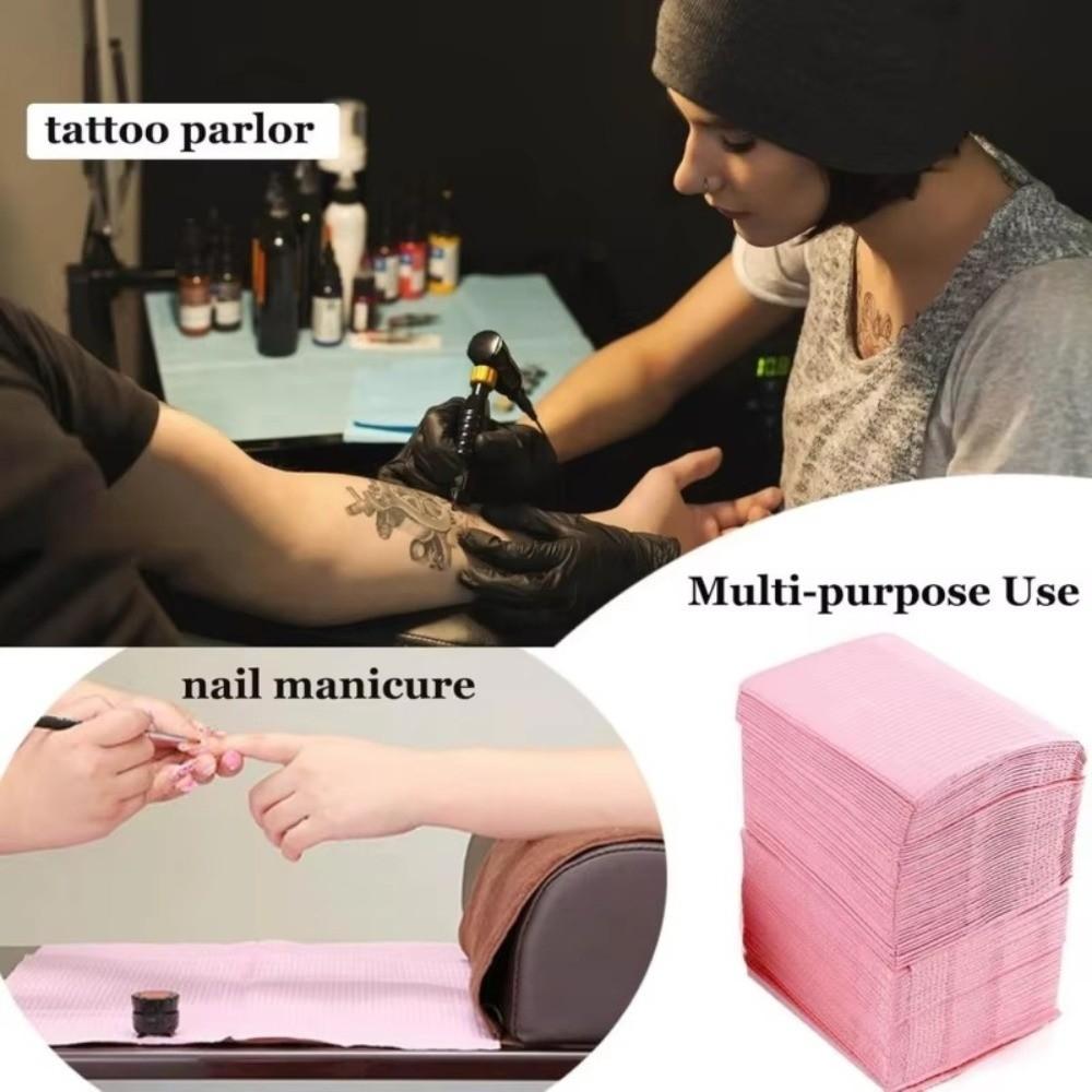 125PCS Portable Nail Paper Table Mats Disposable Pink Beauty Apron Manicure Mat  Beauty Salon