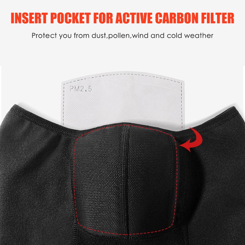 Winter Neck Warmer with 1pcs Active Carbon Filter Men Women Windproof Face Cover Warm Fleece Neck Gaiter for Skiing