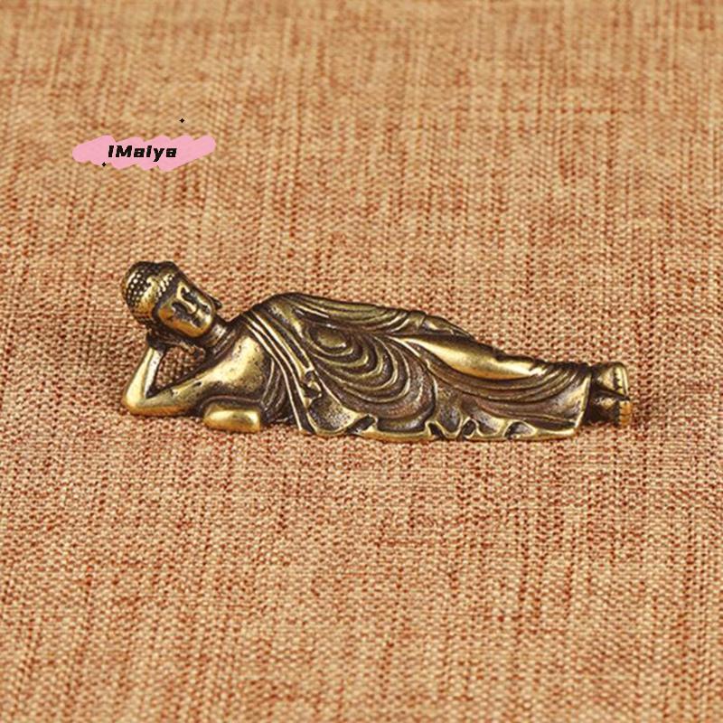 M-1PC Mini Retro Golden Lying Amitabha Buddha Statue Sculpture Figurines Copper Pure Brass Home Decoration Statues