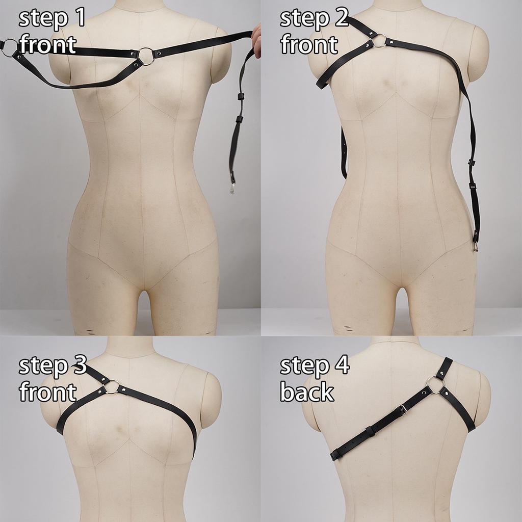 Adjustable Leather Body Chest Harness, Sexy Lingerie Accessory for Women, Perfect for Raves, Parties, and Dance