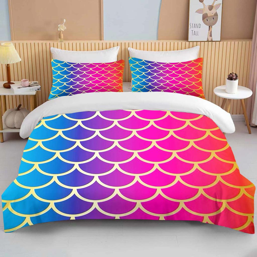 Fantasy Fish Scale Art Print Bedding Set Duvet Cover 1 Duvet Cover 2 Pillowcases Adult And Children Bedding Set Luxury Gril Gift