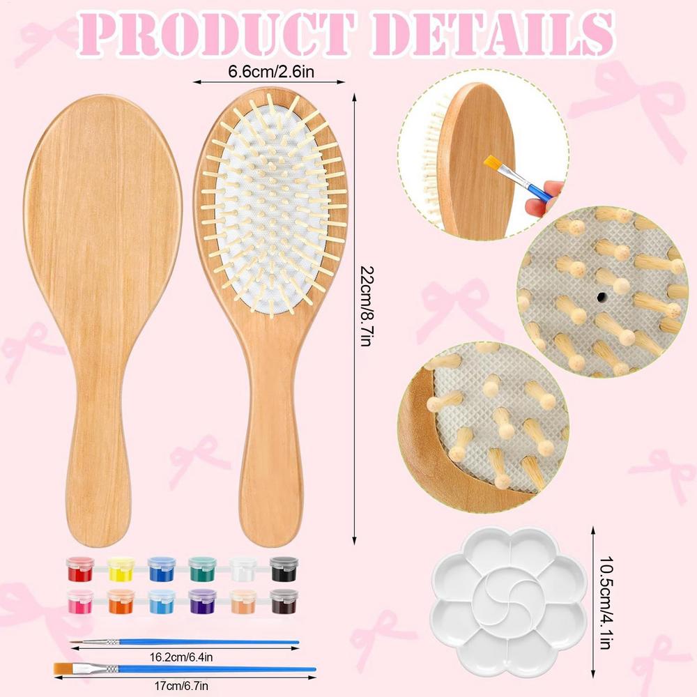 

Hair Brush 6Pcs DIY Wooden Hairbrush Painting Kits with Multicolor Pens Make Your Own Hair Brush Wood Hair Comb Craft Set
