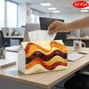2D Flat, 1pc Tissue Box, Printed On Both Sides, Tissue Box Holder Orange Wave Modern Art Multifunctional Napkin Dispenser for Home, Party, Car Decor D