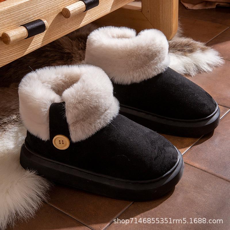 Snow boots, Eva heightened in winter, thick-soled outer wear, velvet warm and non-slip home fluffy cotton shoes, bag heel