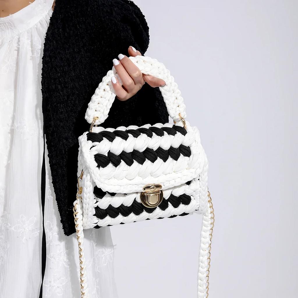 Women Handbag Woven Bags Knitted Shoulder Bag Chunky Knit Bags Crochet Top Handle Bag Lady Shopper Gifts