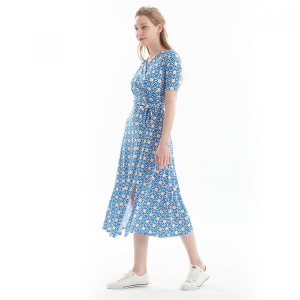 Lipbbam Creola Easy Corin Artwork Pattern Wrap Dress Ldm54bw01