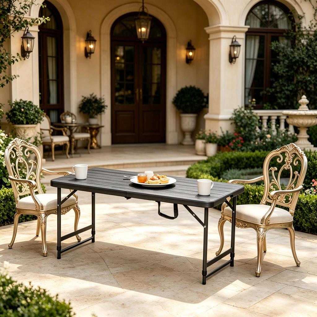 Versatile Side Table,Adjustable Height Folding Outdoor Dining Table,Portable Outdoor Camping Table(only with 1pc side table)