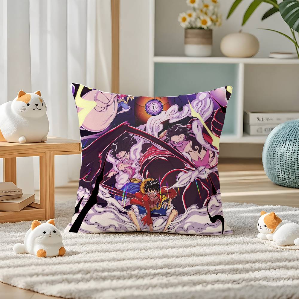 One Piece Gear Five Luffy Anime Plush Pillow Cover Soft Short Plush Cushion Cover For Sofa Bedroom Home Decor Gift Decoration