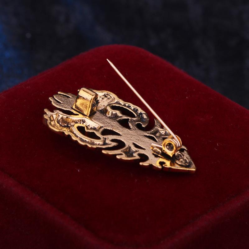 Retro Double Dragon Jewel Sword Brooch - Men's Punk Style Pin for Suits & Coats