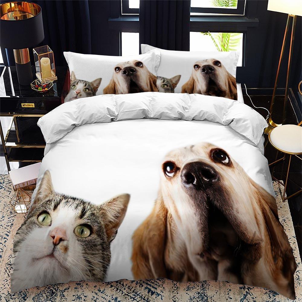 German Shepherd Duvet Cover Set King/Queen Size Purebred Hound Animal Bedin Set Kids Cute Dog Puppy Polyester  Meeting Cover