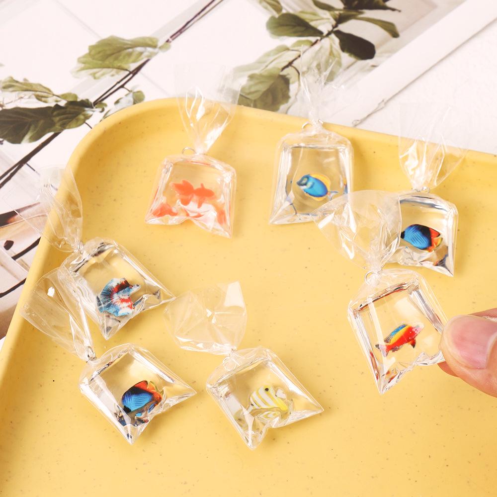 DIY Resin Goldfish Water Bag Keychain Pendant