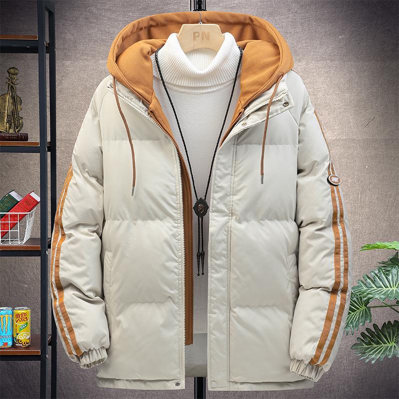 

Fake two-piece cotton-padded coat, new Korean version jacket for men, new slim fit in spring and autumn, handsome and trendy men 3XL белый