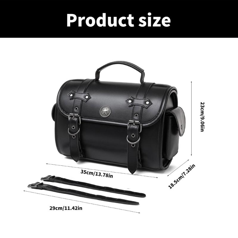 High Capacity Unique Punk Motorcycle Leather Tool Bag Saddlebag for Bikers & Adventurers Long Distance Riding