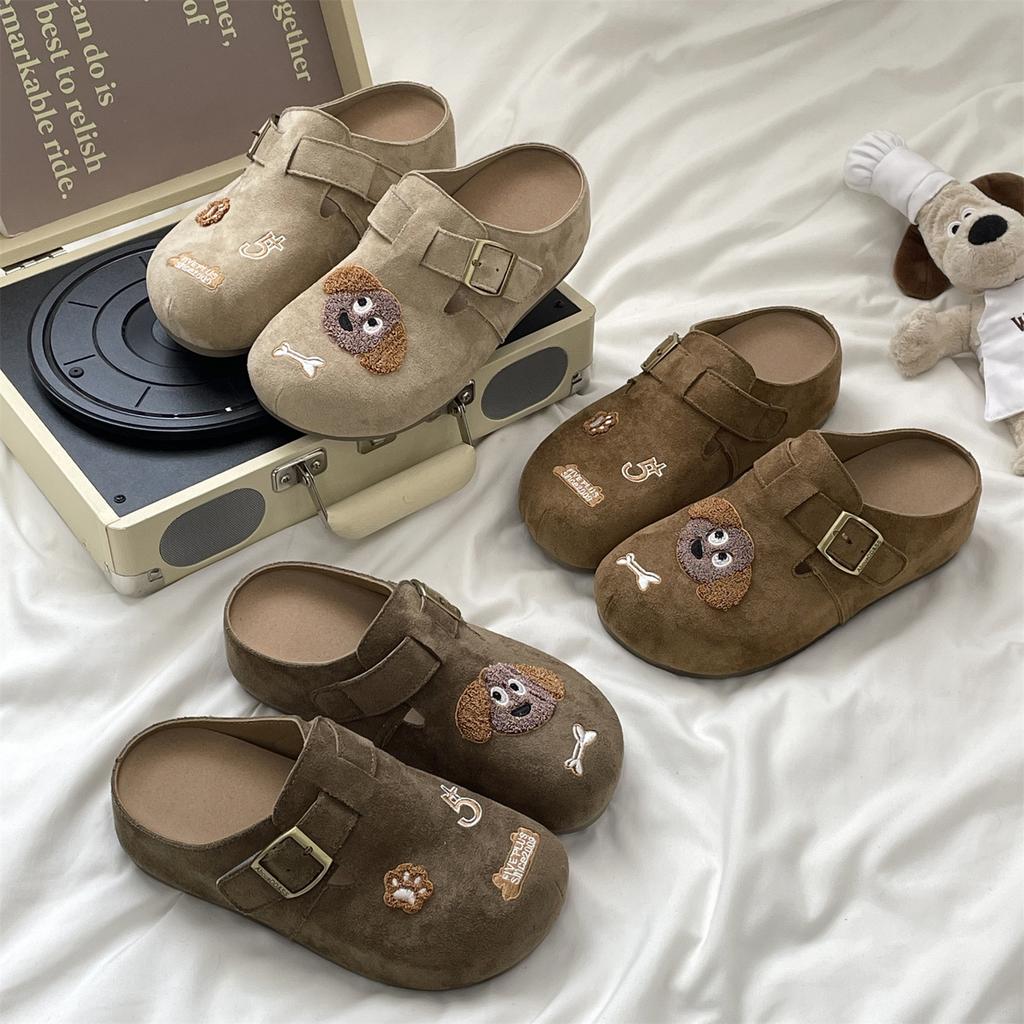 Retro Bag Head Cartoon Half Slippers Women's 2025 Autumn New Soft-soled One-pedal Inner Height-increasing Slippers Women's Lazy Shoes