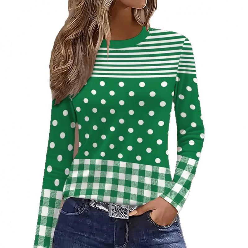 Color Block Striped Crew Neck Long Sleeve T-Shirt Slim Fit Casual Top Daily Wear