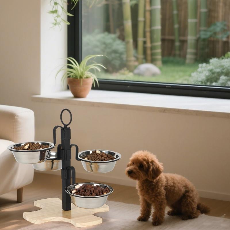 Elevated Pet Feeding Station Splash Proof For Comfortable Dog Dining Feeding Bowl Adjustable Heights