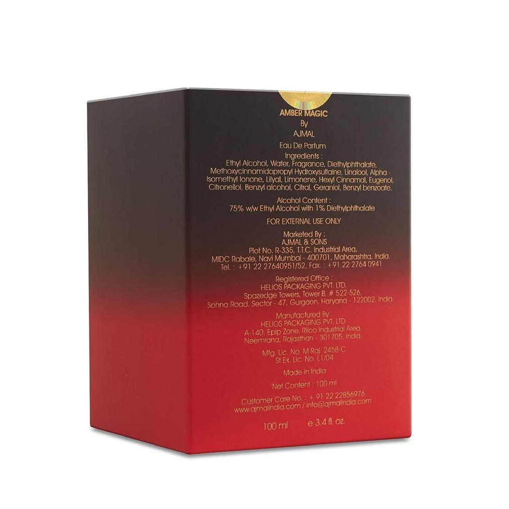 Ajmal Amber Magic EDP 100 ml, langanhaltendes Duftspray, holziges Parfüm, Geschenk für Männer
