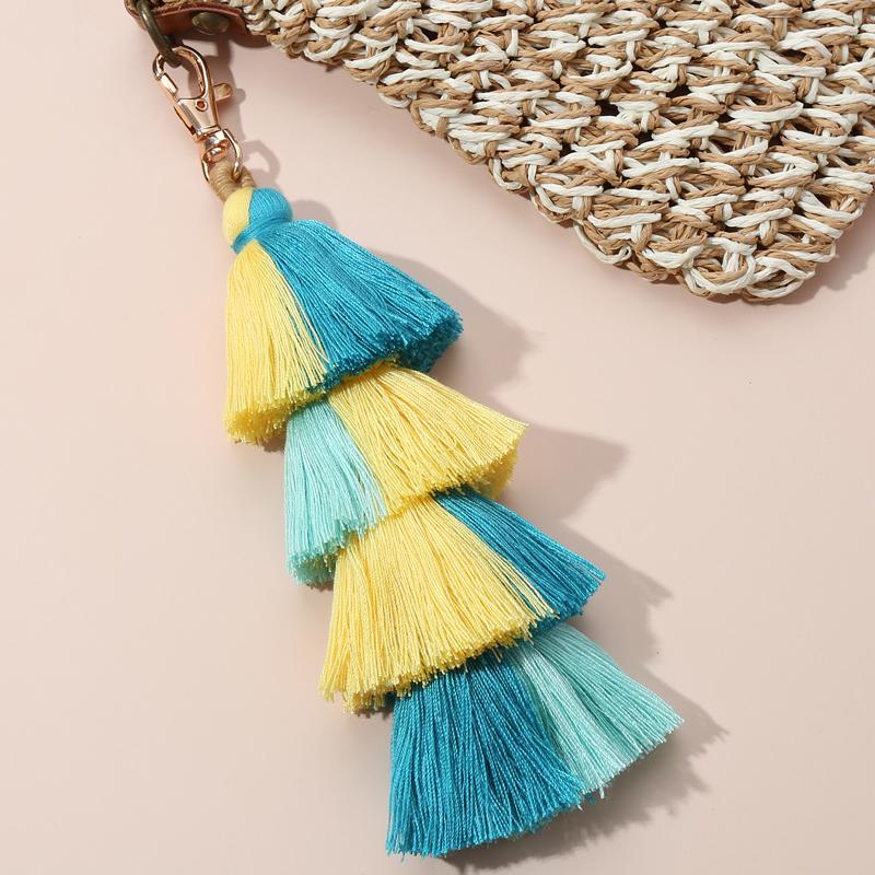 Bohemian Multicolor Handmade Layered Tassel Keychain Simple Key Ring Fit Women Girls Handbag Accessorie Jewelry Gift