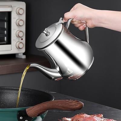 Filtro de óleo pote de aço inoxidável doméstico à prova de vazamento pote de vinho despejando óleo garrafa tempero tanque utensílios de cozinha pote tanque de óleo