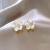 Light Luxury Exquisite Micro-inlaid Zircon Flower Earrings Elegant High-end Pearl Stud Earrings Niche Design Temperament Earrings