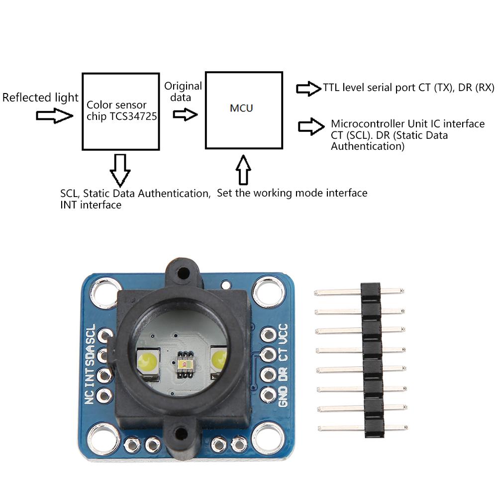 Color Recognition Sensor Electrical Accessory Circuit Board Adjustable LED Brightness TCS34725