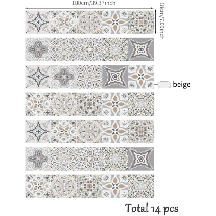 funlife 14 Strips Stair Riser Stickers Peel and Stick, Self Adhesive Vinyl Stair Risers Staircase Murals Decals Sticker Decor for Steps,