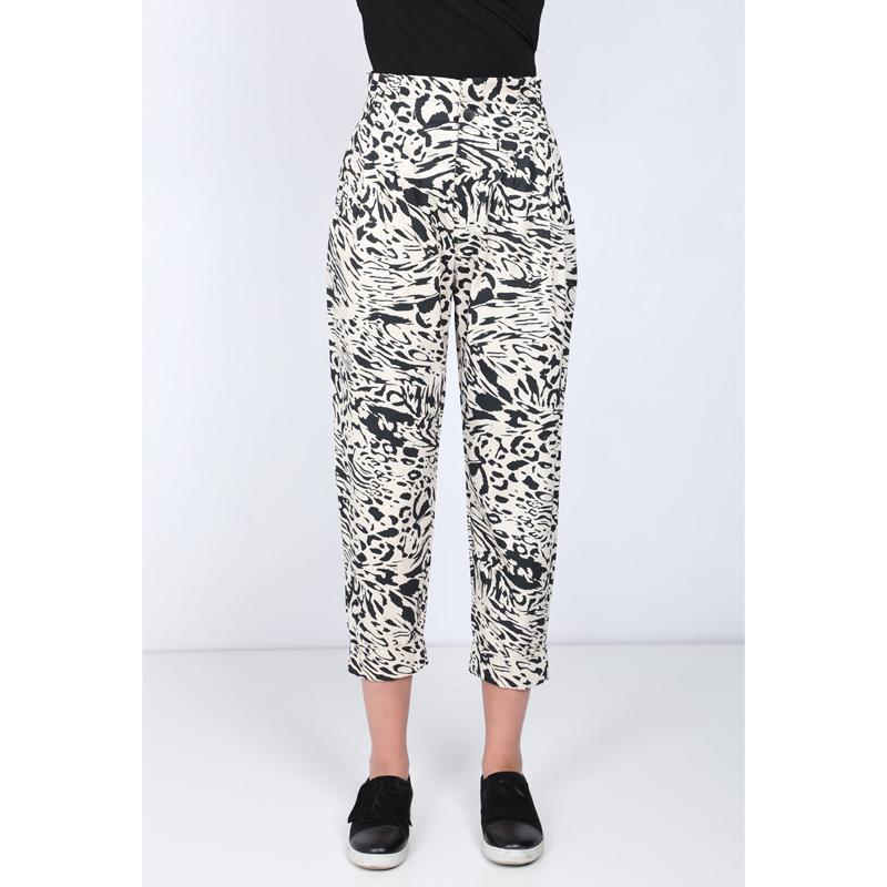 

Женские двубортные брюки Paperbag с узором 34 разноцветный