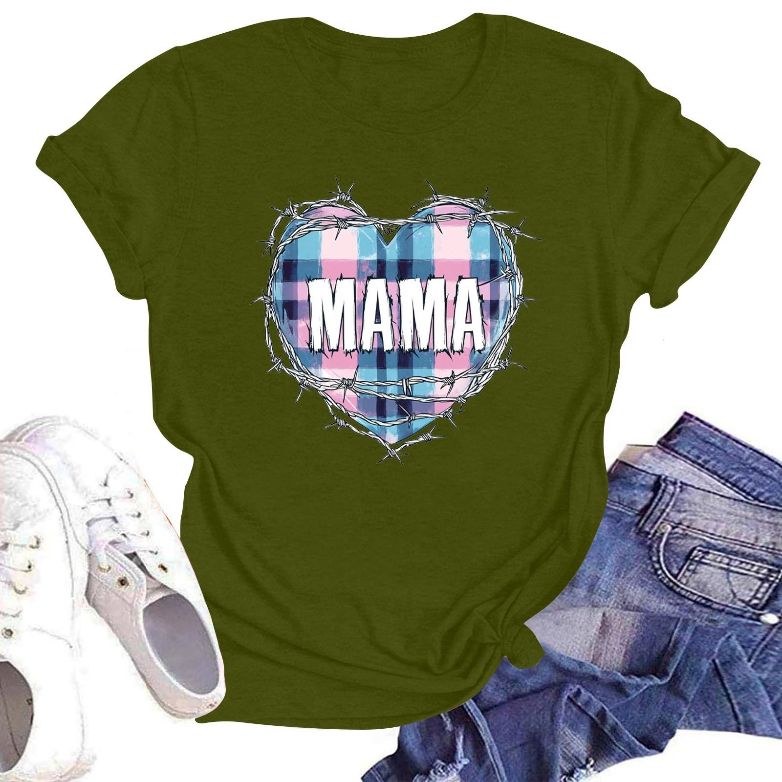 

Женская повседневная футболка с круглым вырезом и короткими рукавами с принтом L армия зеленый