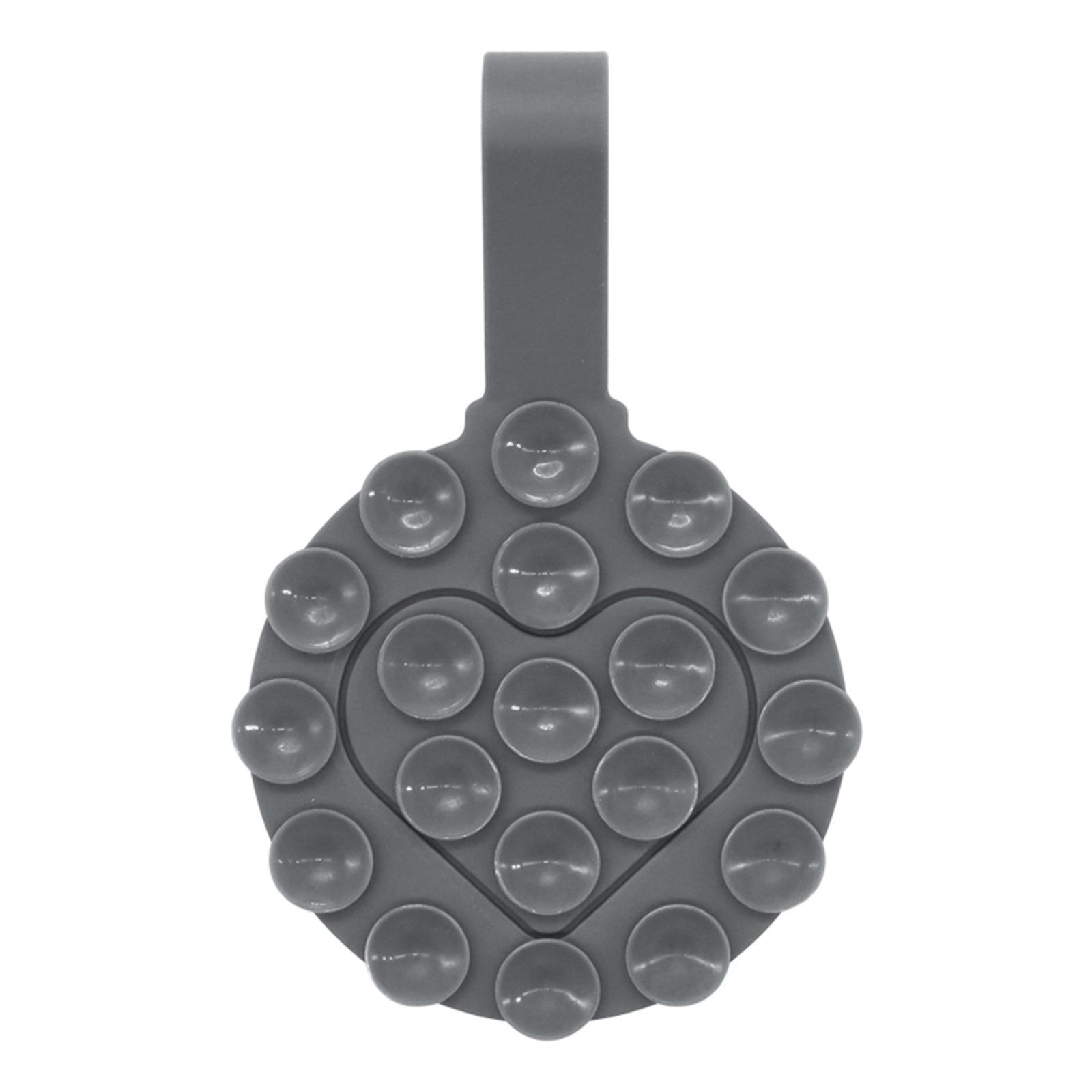 

RK-X18 19 Grain Silicone Suction Cup Heart-Shaped Double-Sided Phone Holder Detachable Phone Mount Grey