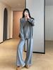 Light Knit Autumn-Winter V-Neck Sweater & Wide-Leg Pants Women’s Set