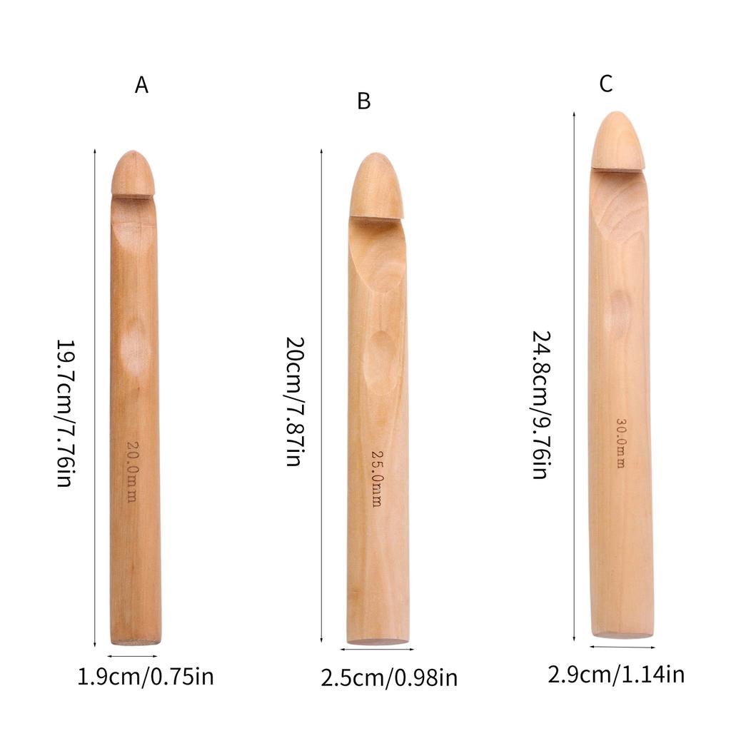 Wood Crochet Hook Ergonomic Handle Crochet Hook Knitting Needle for Knitting Sweater Scarf Gloves Blankets Hat Shawl