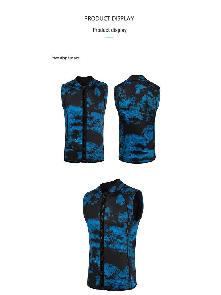 3MM Men's Warm Wetsuit Vest for Snorkeling, Surfing, Fishing, Diving, and Jellyfish Protection