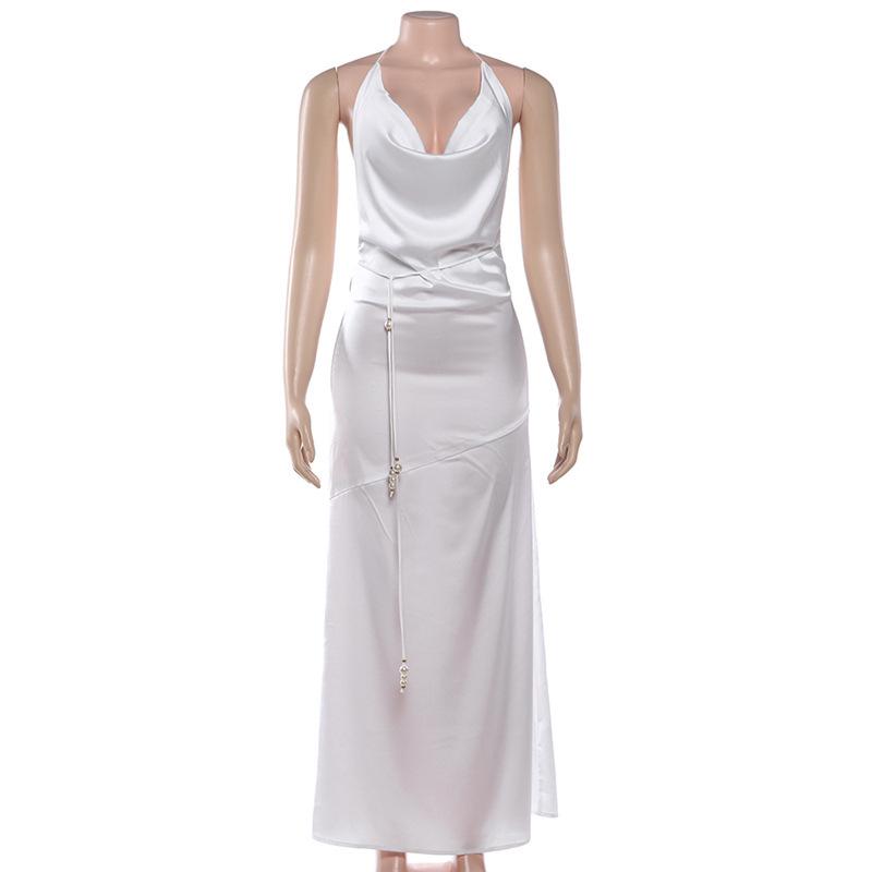 2026 Spring European & American Halter Slim Open-Back Strappy Dress