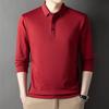 Men'S Long Sleeve T-Shirt Roll-Lapel Business Casual T-Shirt Solid Color Polo Shirt Sweatshirt