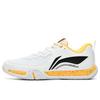 Li Ning Saga 2 Lite Rubber Cushioning, Wear Resistant Low Top Badminton Shoes Unisex White Yellow AYTT003-3